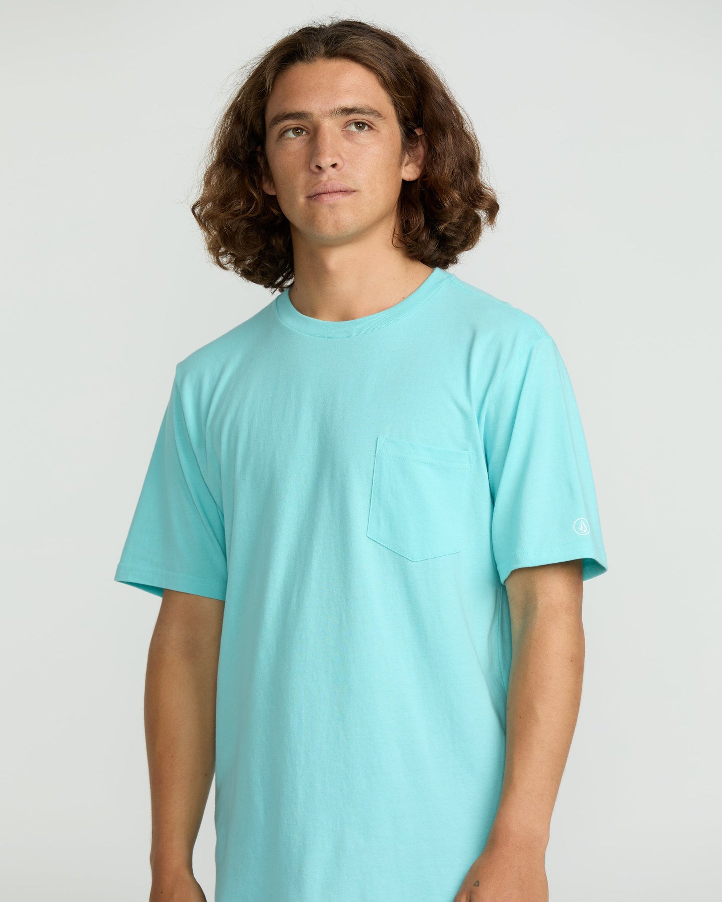 Men's Solid Short Sleeve Shirt Pocket Tee