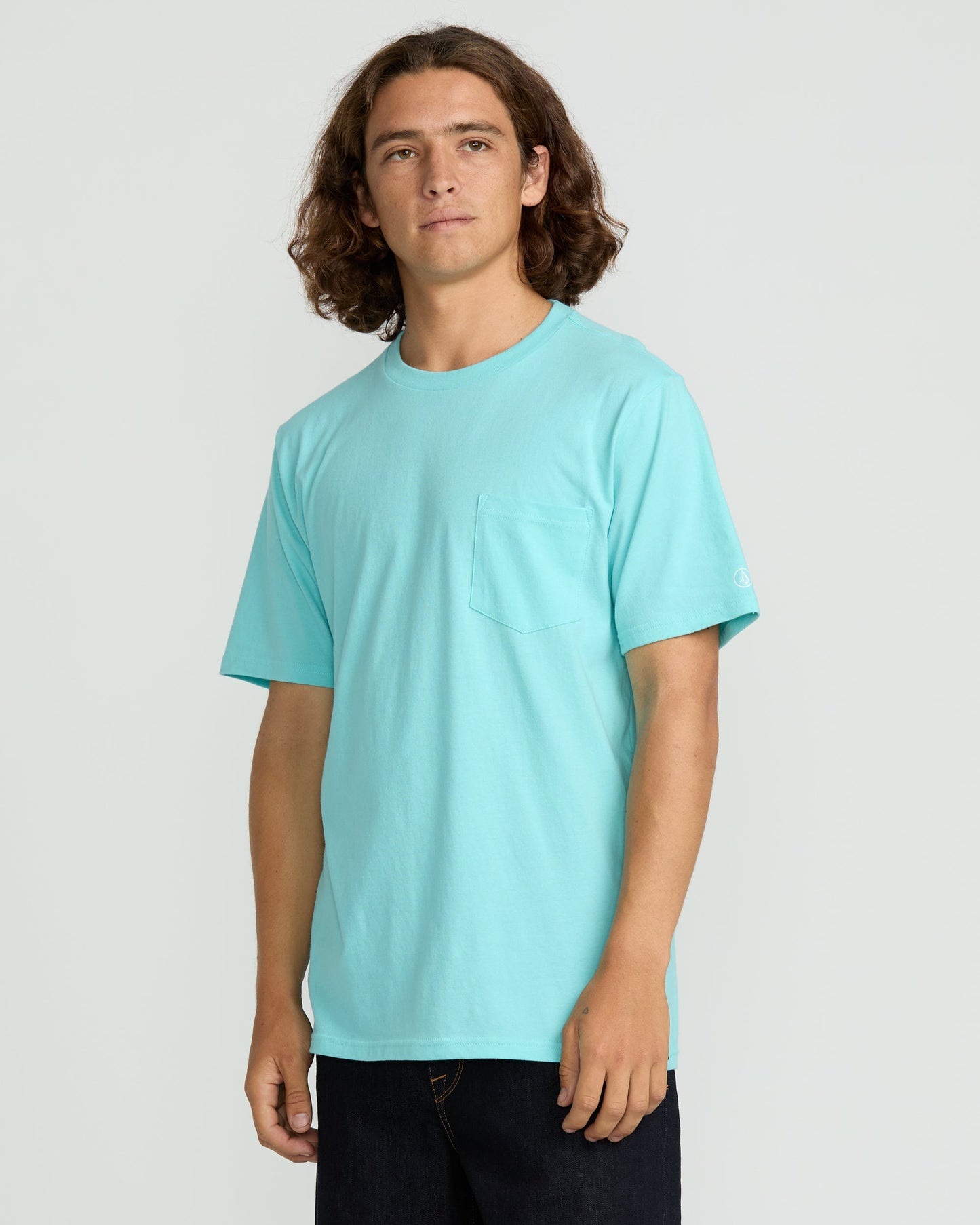 Men's Solid Short Sleeve Shirt Pocket Tee